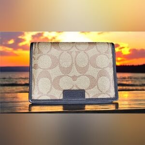 Coach Signature Bi-Fold Wallet In Brown Coated Canvas & Leather